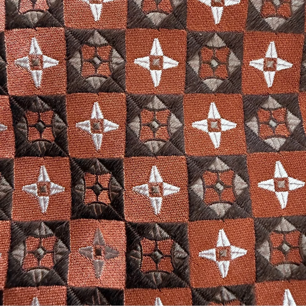 Burnt Orange Silk‎ Neck Tie Italy Classic 59.5x4” Nice Print Luxury Quality